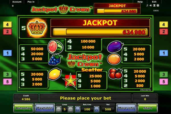 Paytable of the slot game