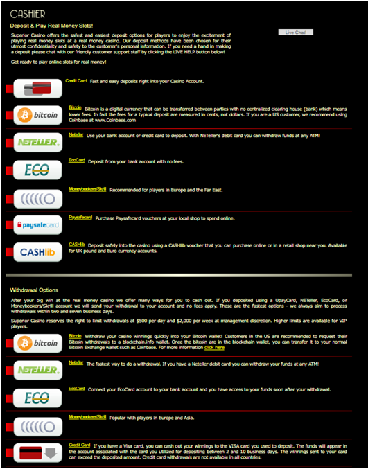 Deposit with Bitcoins to play Slots