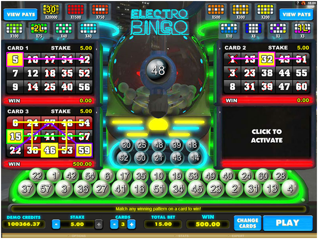 Electro Bingo game to play with Bitcoins