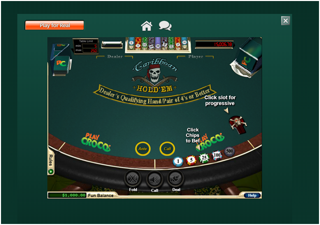 Caribbean Holdem Progressive at Play Croco