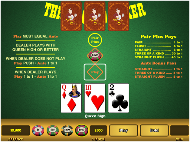 How to play three card poker game