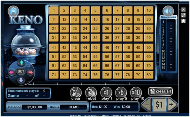 Keno at Liberty slots casino